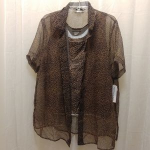 Notations 2pc  Top Set Animal Print short sleeve